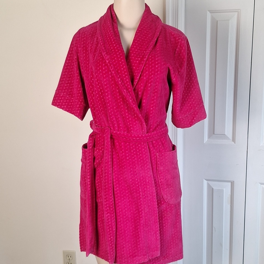 Pink Textured Velvety Robe Size M - Picture 1 of 7